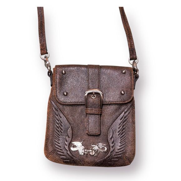 Vintage Genuine Leather Crossbody Satchel Brown/Snakeskin Bag‎ "Forever Free" - Picture 2 of 8